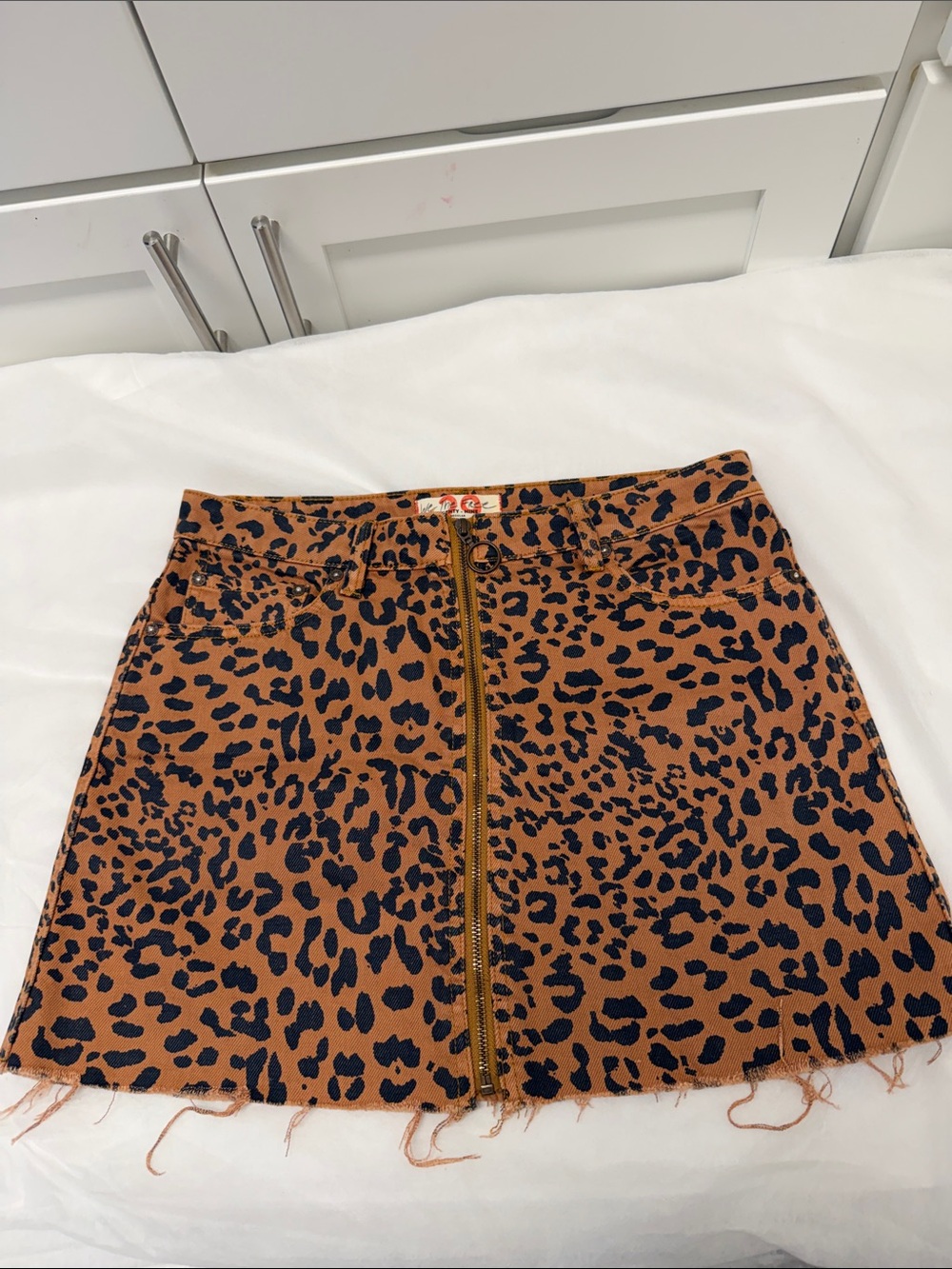 Free People Leopard-Print Mini Skirt in Brown and Black